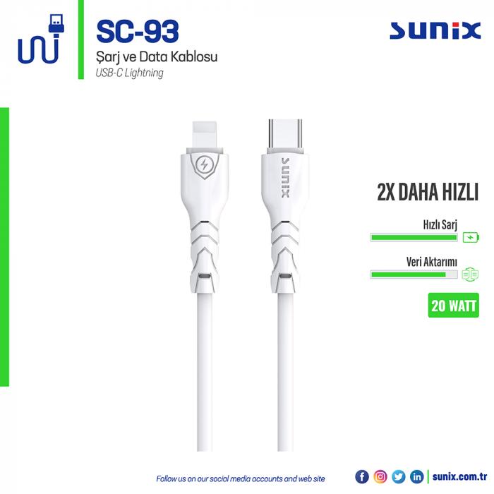 SC-93 USB-C Lightning Data ve Şarj Kablosu