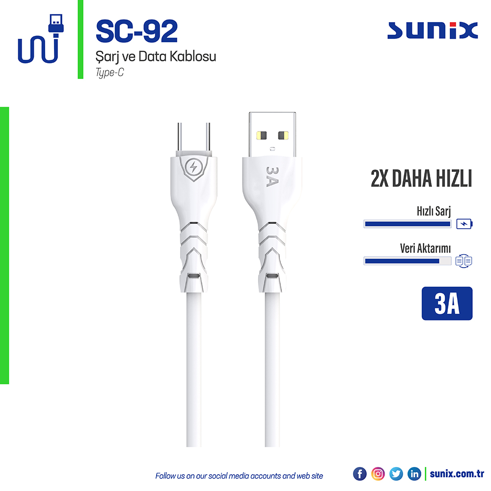 SUNİX SC92 TYPE-C KABLO 3A