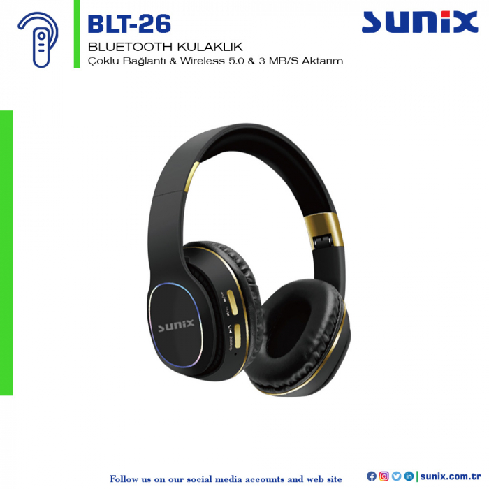SUNİX BLT26 BLUETOOTH KULAKLIK BLACK