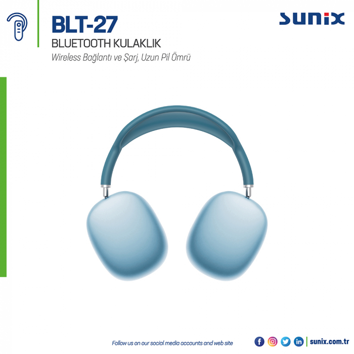 SUNİX BLT27 BLUETOOTH KULAKLIK BLUE