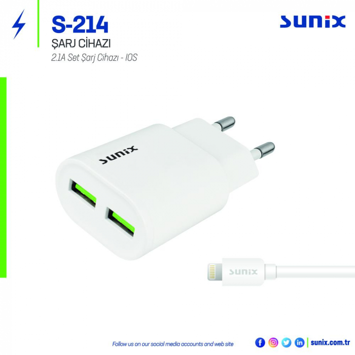 SUNİX S214 IPHONE SET ŞARJ